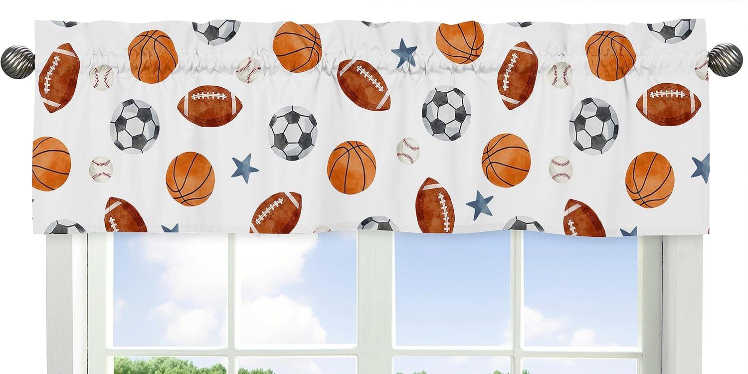 Sports Theme Multicolor Rod Pocket Window Valance 54"