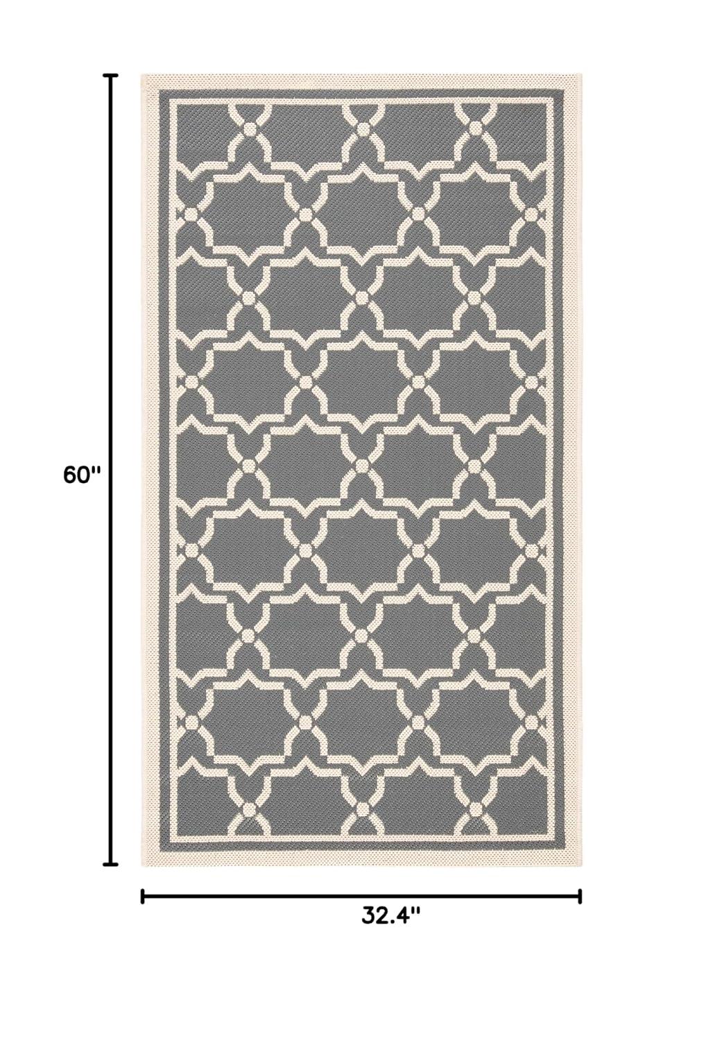 SAFAVIEH Courtyard Allison Oriental Indoor/Outdoor Area Rug, Anthracite/Beige, 2'7" x 5'