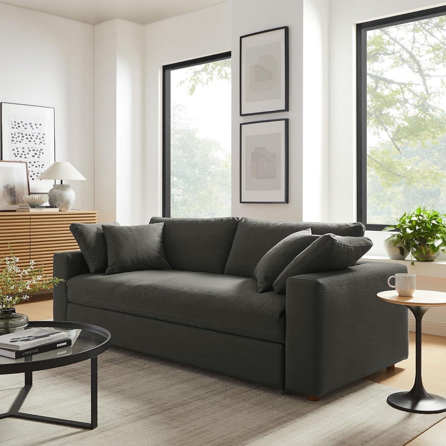 Modway Commix Down Filled Overstuffed Sleeper Sofa In Pure White