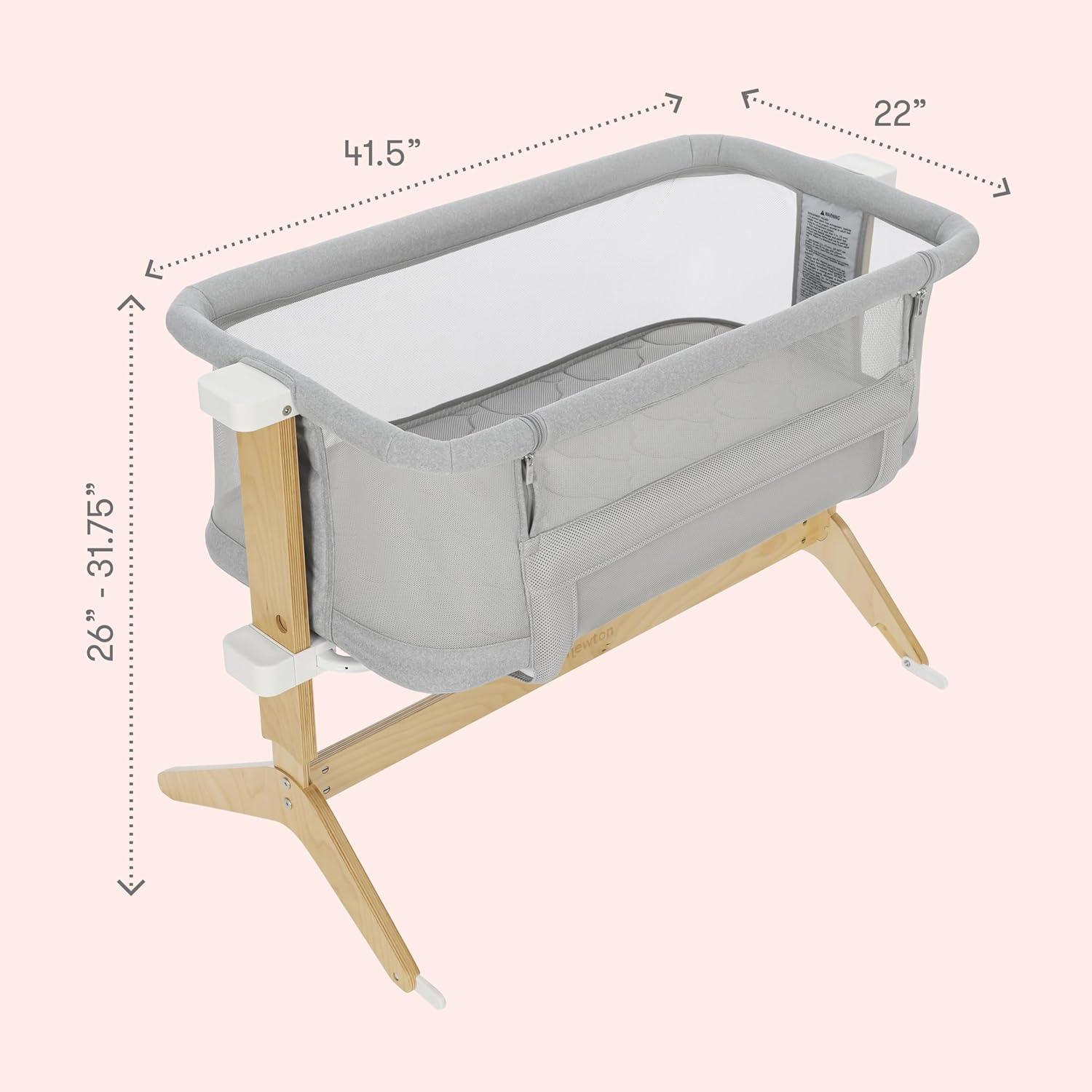 Solid Birch Adjustable Height Bassinet with Breathable Mattress