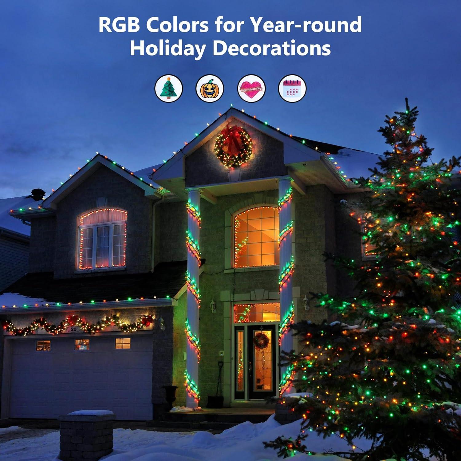 Brizlabs Rgb Xmas Tree Light, 33Ft 100 Led Color Changing Christmas Lights Unique Dual Color Usb Powered String Lights With Remote, Indoor Outdoor Twinkle Lights For Room Christmas Party Wedding Decor