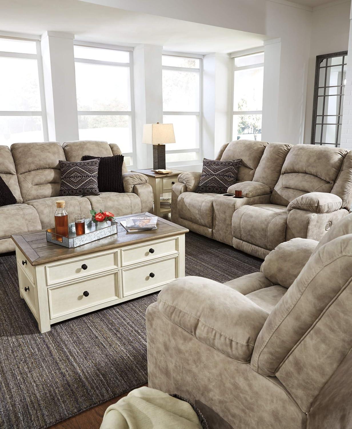 Two-Tone Brown and White Rectangular Lift-Top Coffee Table with Storage