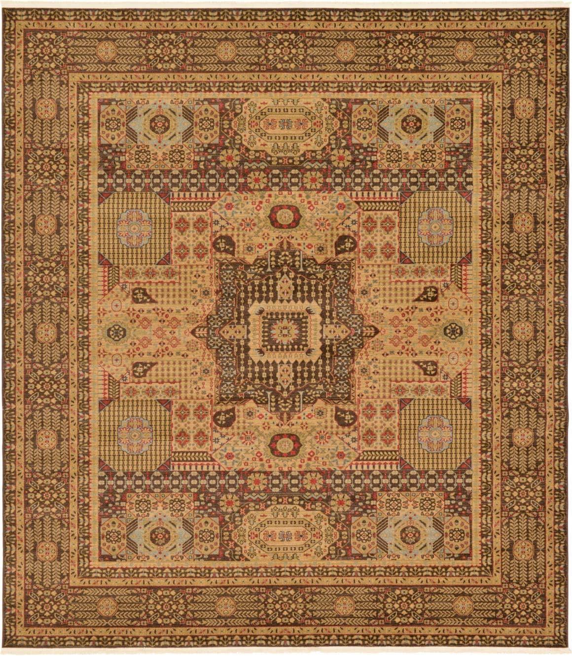 Unique Loom Palace Collection Area Rug (10'Square, Brown/ Light Blue)