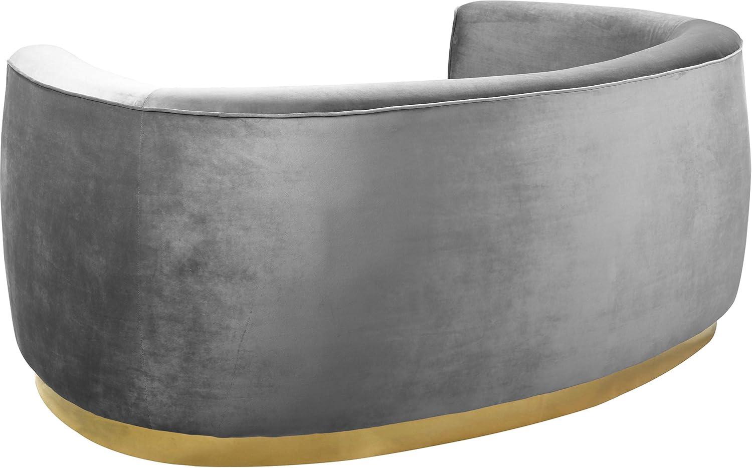Julian Gray Velvet Loveseat with Gold Stainless Steel Base