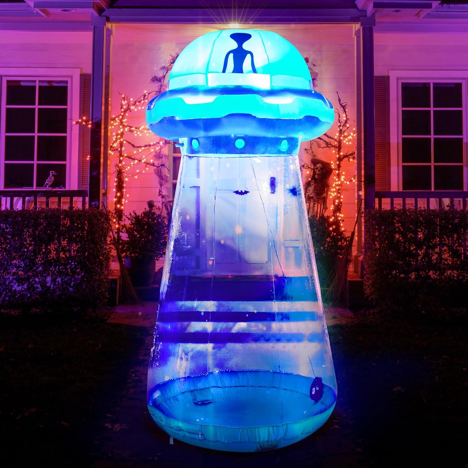 6-Foot Multicolor Lighted Halloween Inflatable UFO Decoration