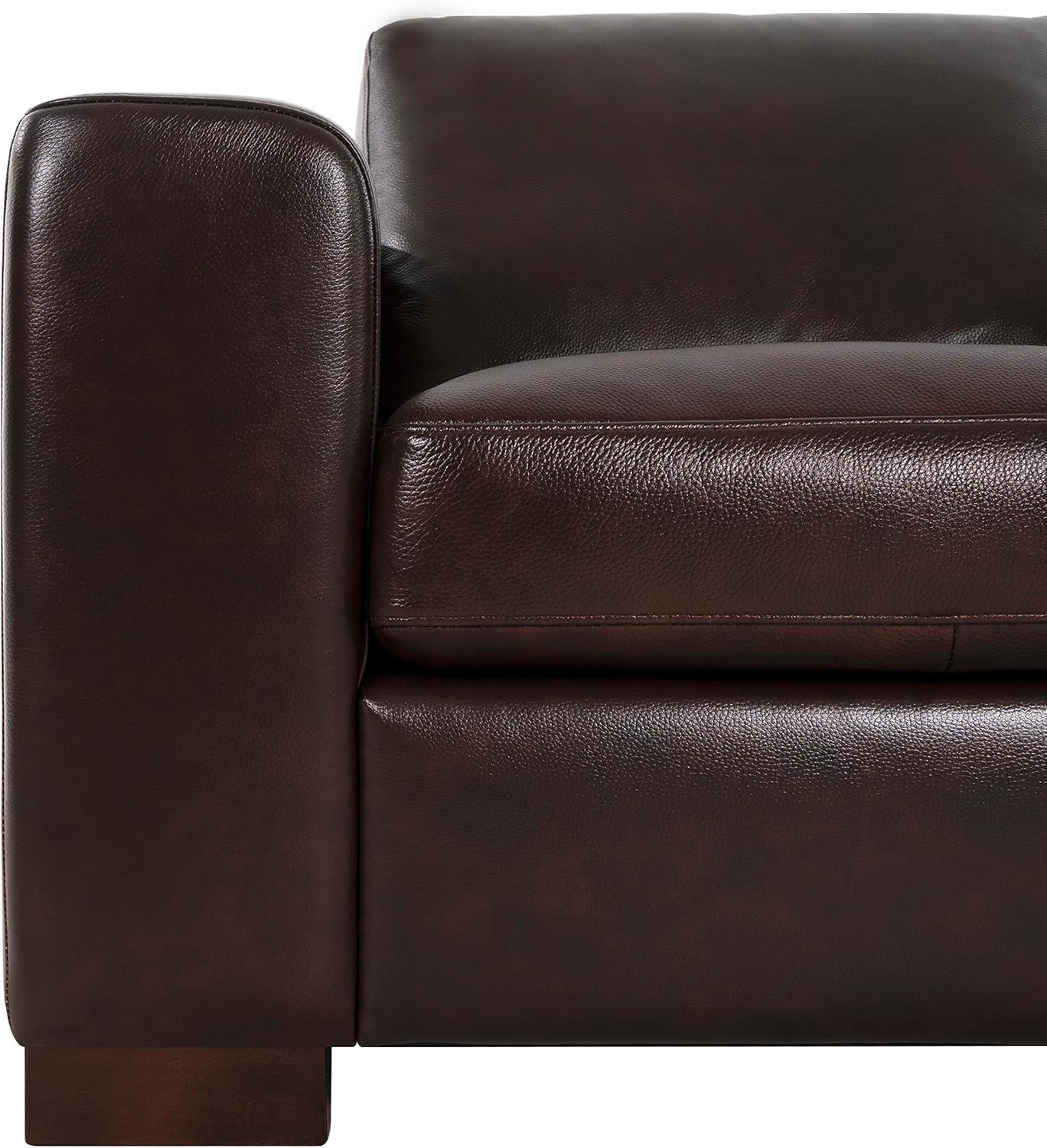 Freya Contemporary Oversized Genuine Leather Sofa by Naomi Home-Color:Espresso