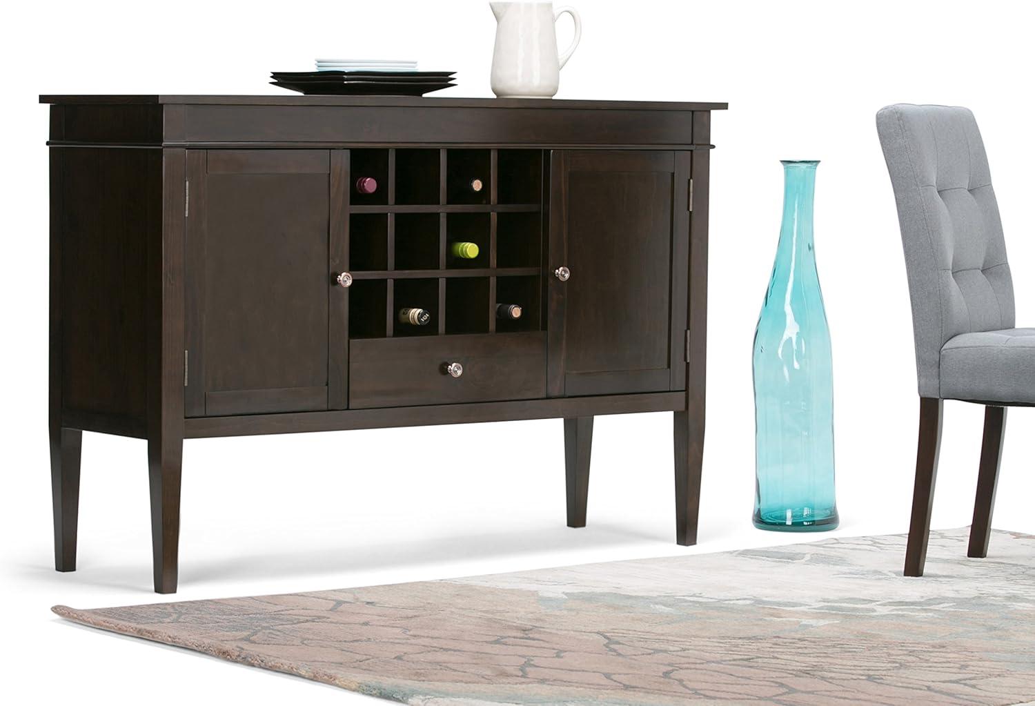 Simpli Home Carlton Wood 54" Transitional TV Media Stand in Brown