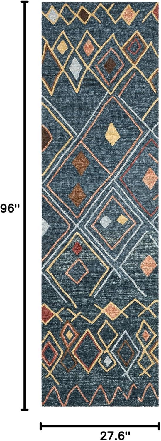 Suzani SZN314 Hand Hooked Indoor Area Rug - Dark Blue/Multi - 8'x10' - Safavieh