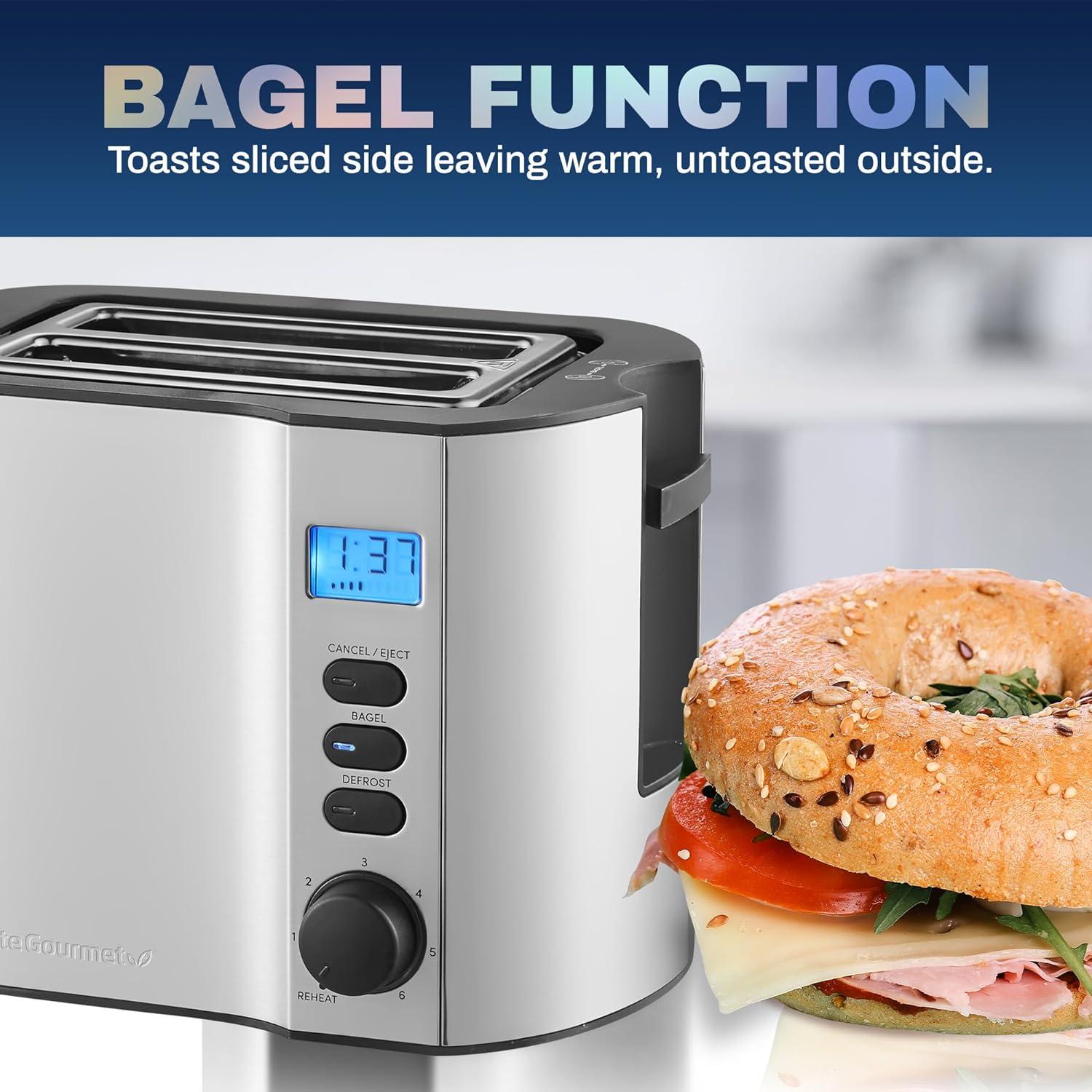 Stainless Steel Digital 2-Slice Toaster with Wide Slot