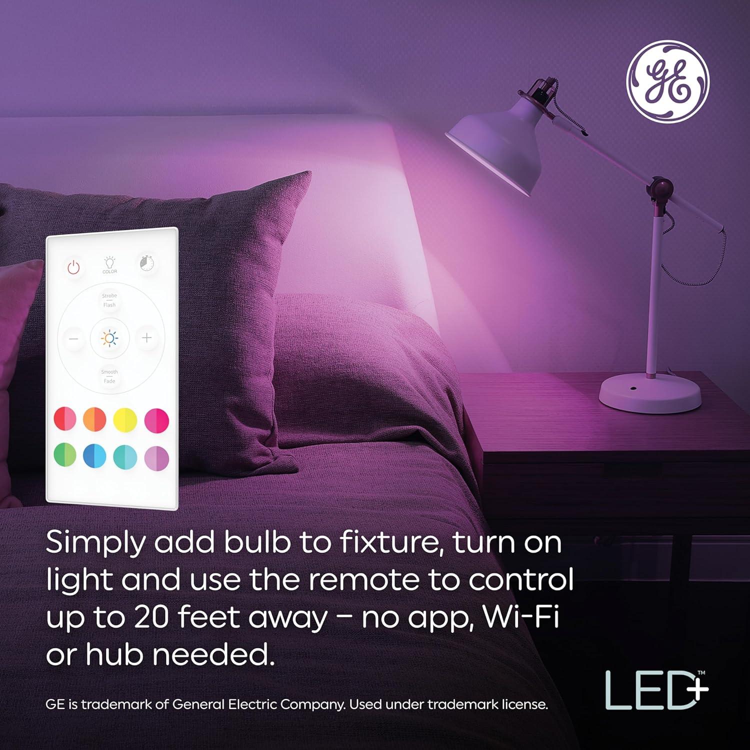 GE 9W Frosted Multi-Color Dimmable LED Bulb with Remote