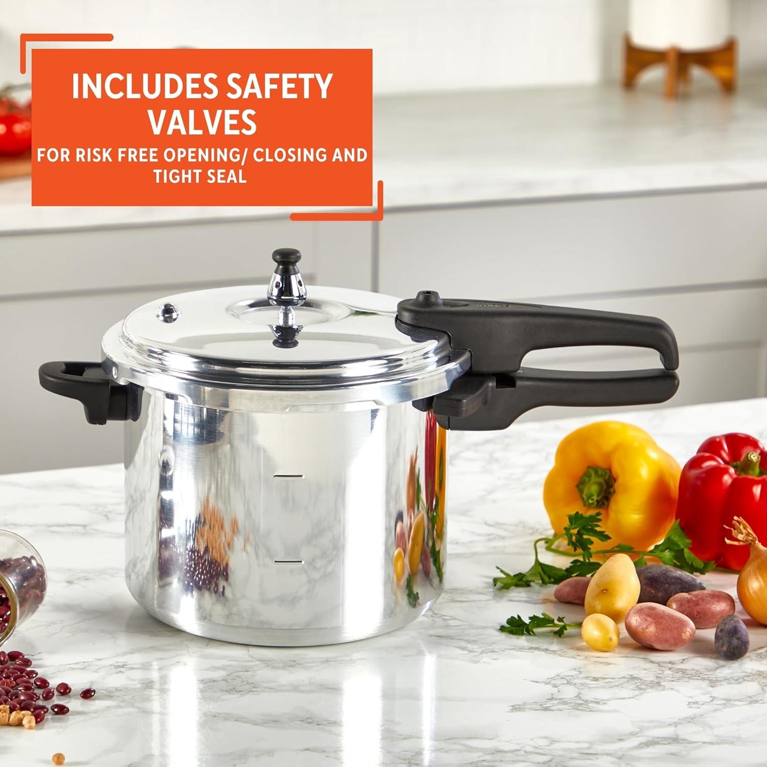 IMUSA 7qt Stovetop Natural Finish Basic Pressure Cooker - Silver: Aluminum, Locking Lid, Cool Touch Handle, Hand Wash