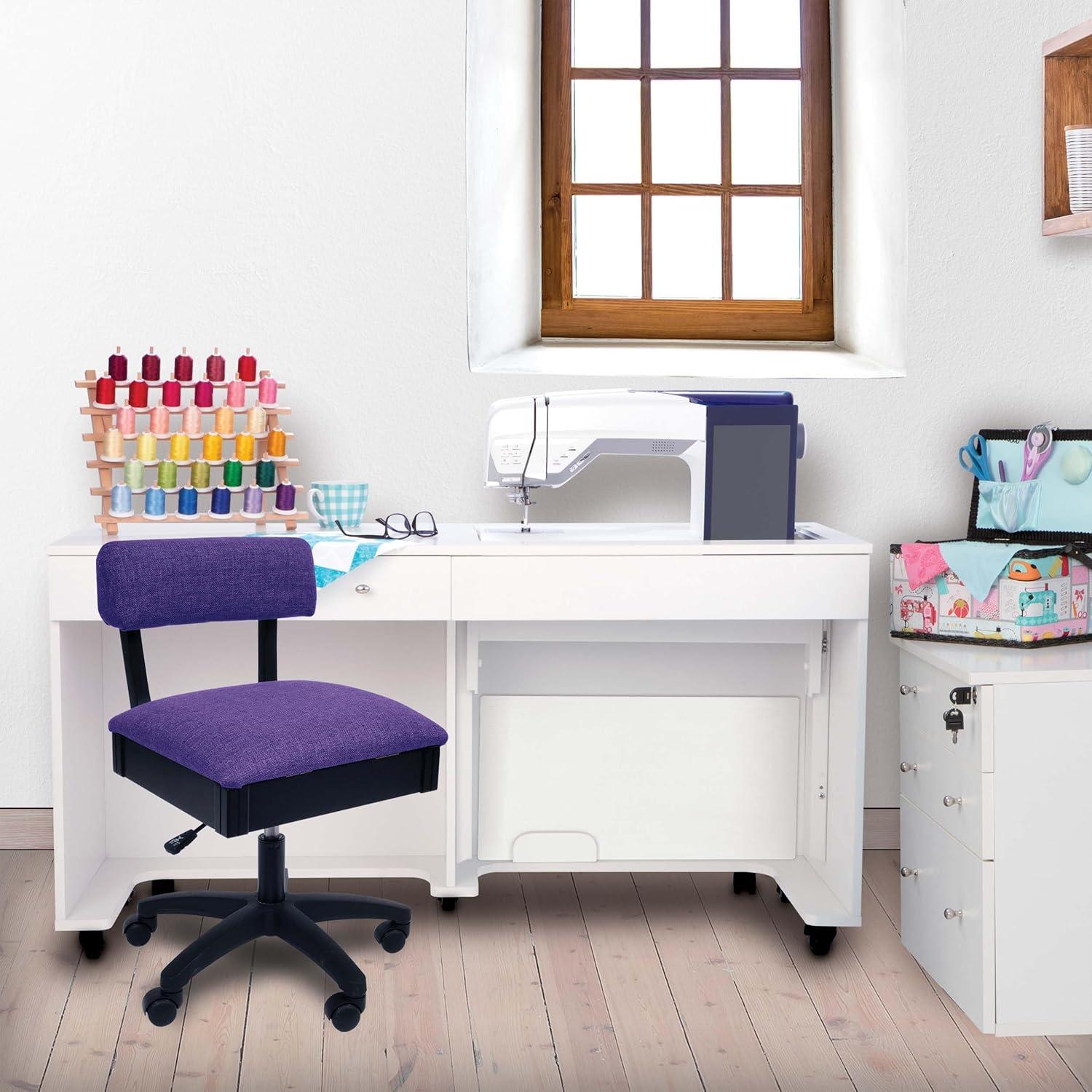Adjustable Height Hydraulic Sewing Chair with Under Seat Storage by Arrow Classic Sewing Furniture