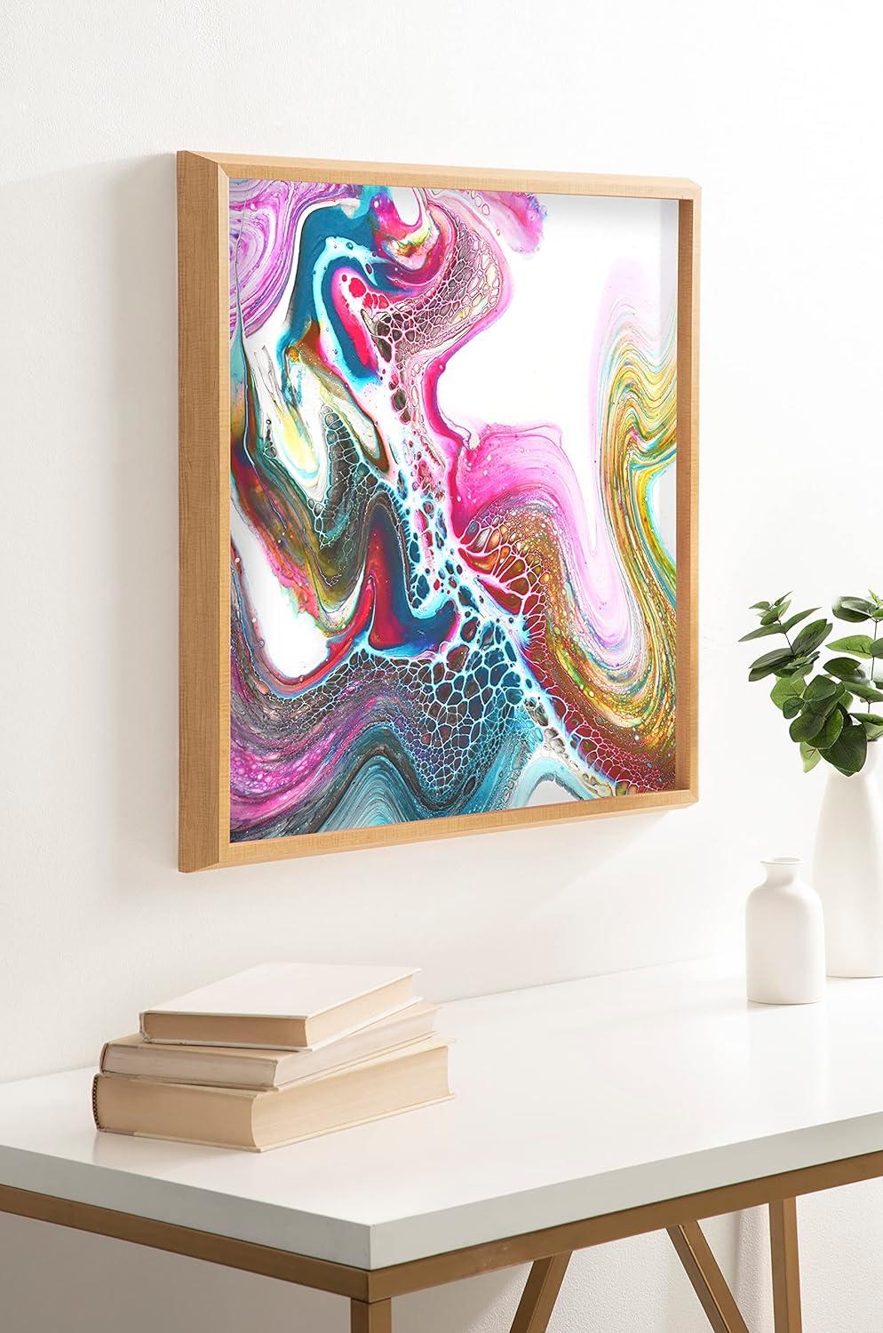 Colorful Abstract Acrylic Print on Canvas with Natural Frame, 24x24