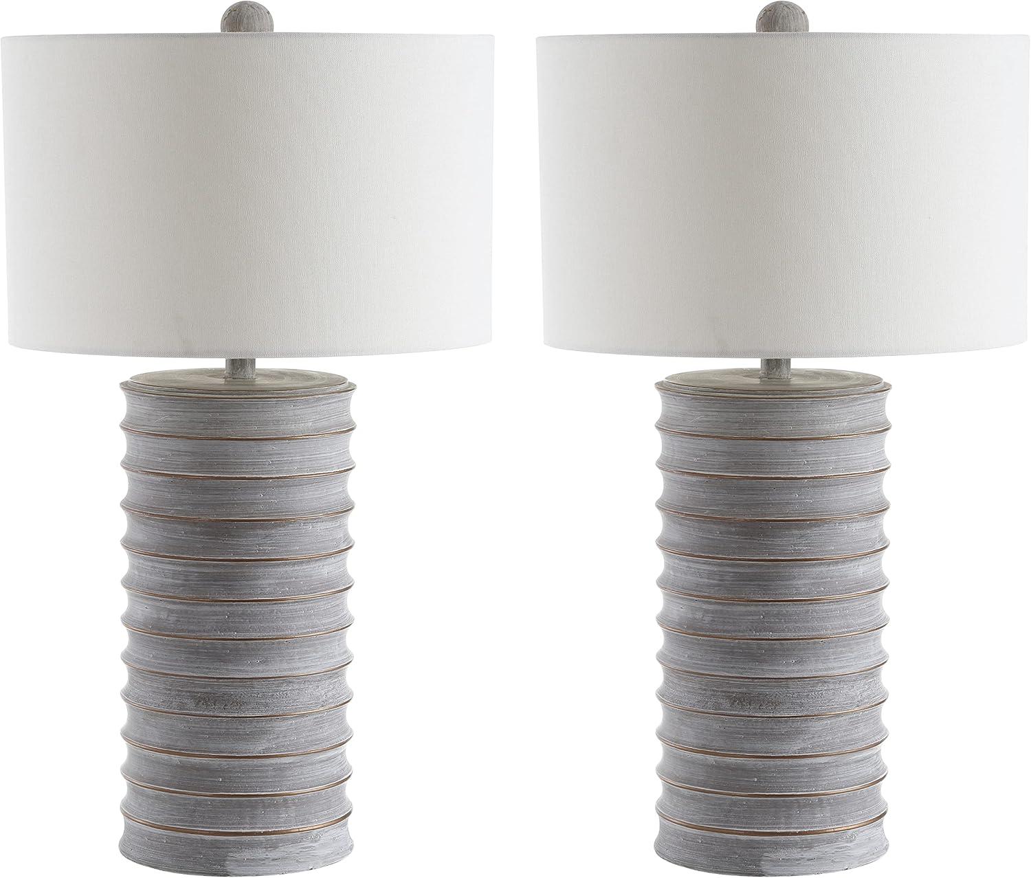 Classical Elegance White Wash Resin Table Lamp Set