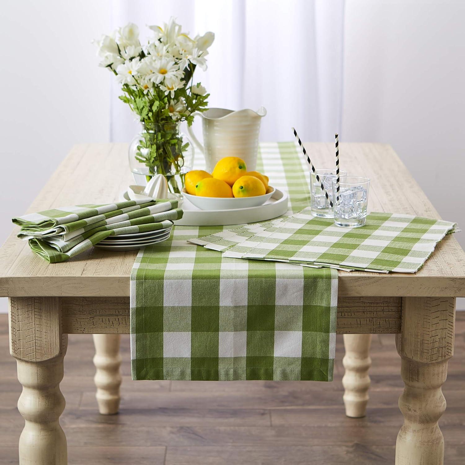 DII Antique Green Buffalo Check Ribbed Placemat (Set of 6)