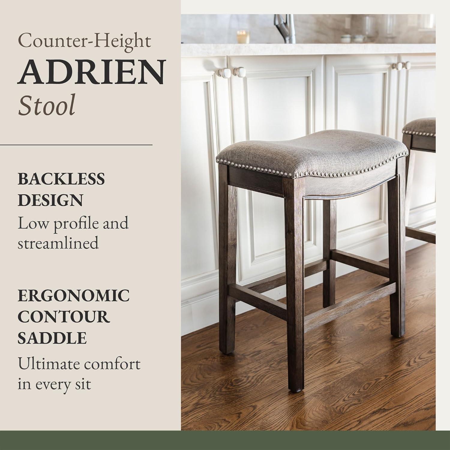 Maven Lane Adrien Backless Saddle Kitchen Counter Stool with Fabric Upholstery