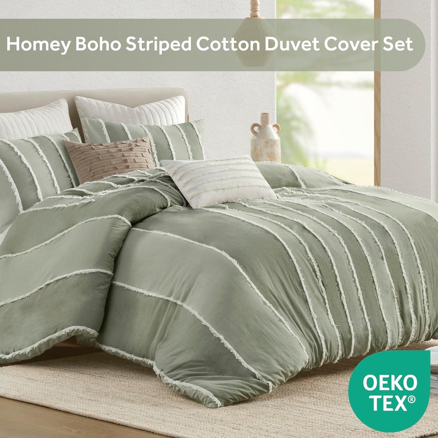 Shay 3 Piece Striped Cotton Duvet Cover Set