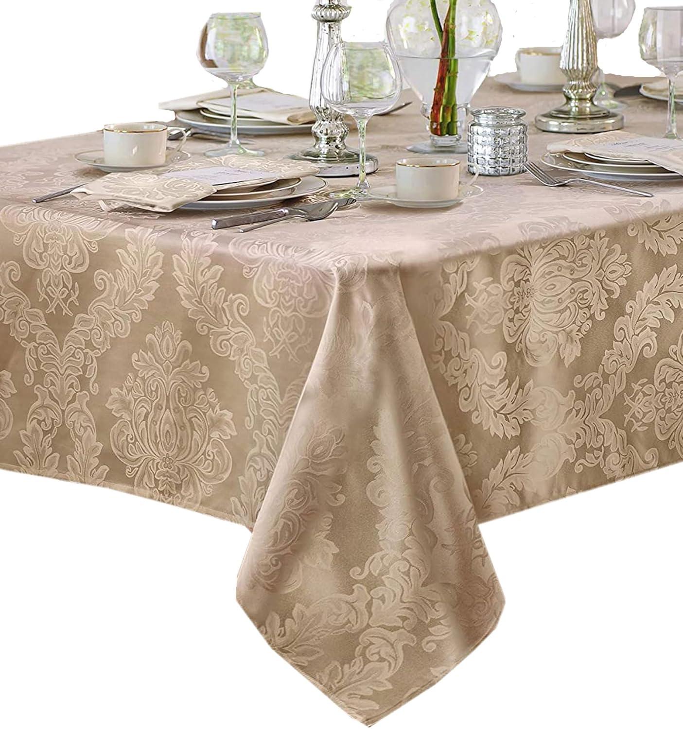 Elrene Barcelona Jacquard Damask Stain Resistant Tablecloth ~ Elrene Home Fashions