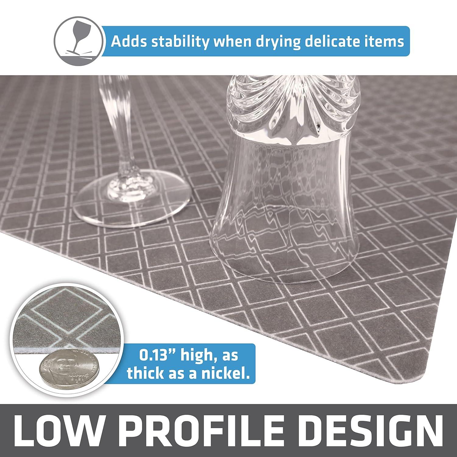 Drymate XL Dish Drying Mat, Kitchen Counter Drip Pad - Absorbent, Waterproof, Slip-Resistant, Machine Washable (19" x 24") (Taupe) (USA Made)