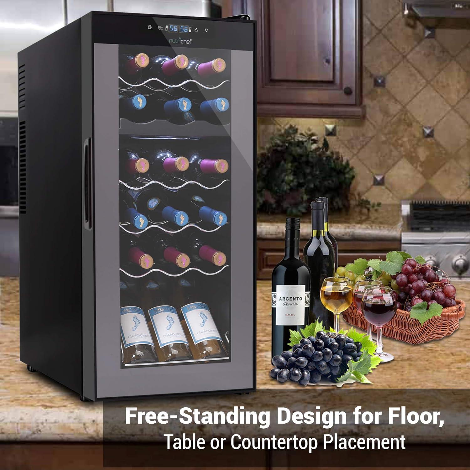 Black Dual Zone Freestanding Wine Cooler with Interior Lighting