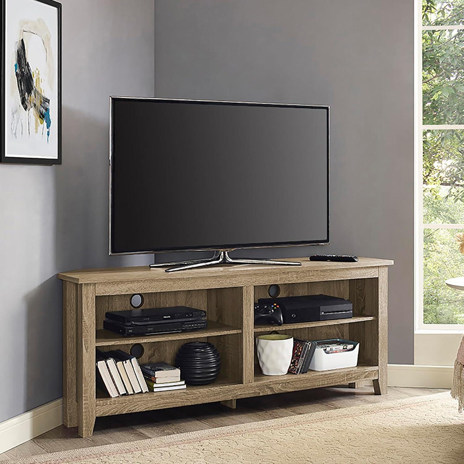 Woven Paths Transitional Corner TV Stand for TVs up to 65", Driftwood