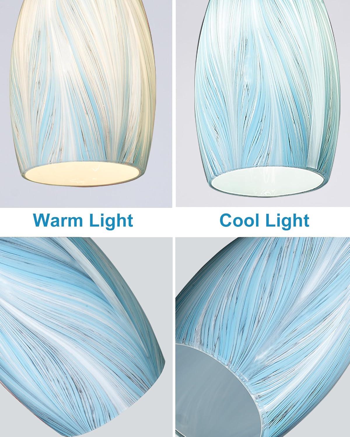 Oval Glass Lamp Shade Only Art Glass Lamp Covers Light Fixture Replacement for Kitchen Island Mini pendant Ceiling Lights Chandelier Hand Blown Glass Shade Replacement (Brown and Blue）