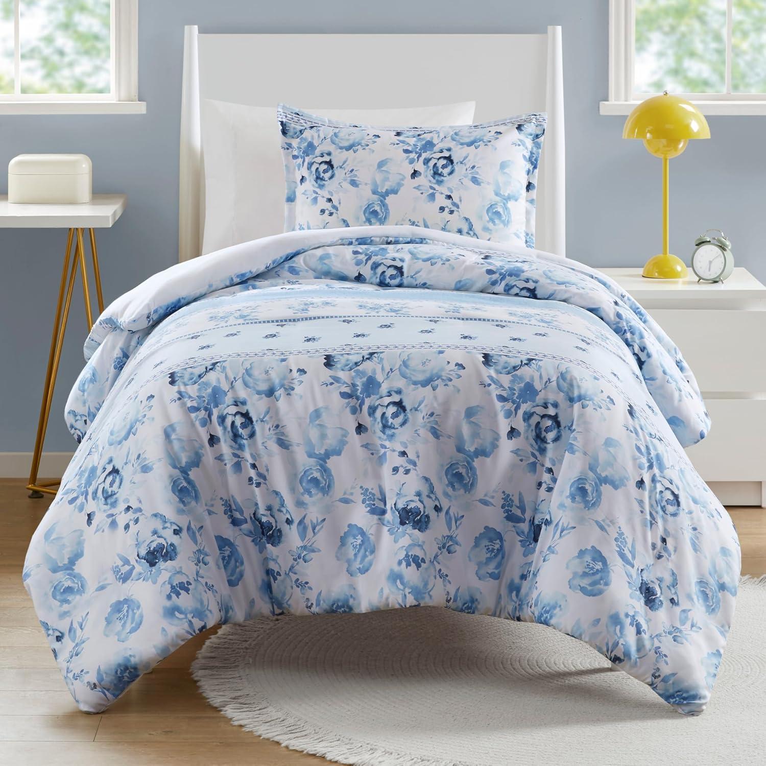 Christa Floral Striped Duvet Cover Set