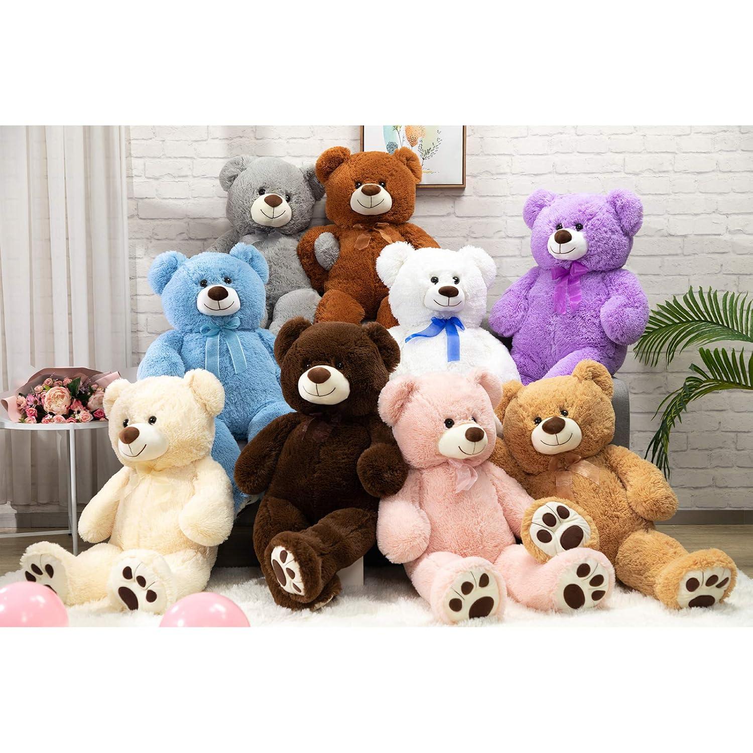 HollyHOME Teddy Bear Stuffed Animal Plush Giant Teddy Bears with Footprints Big Bear 36 inch Chocolate