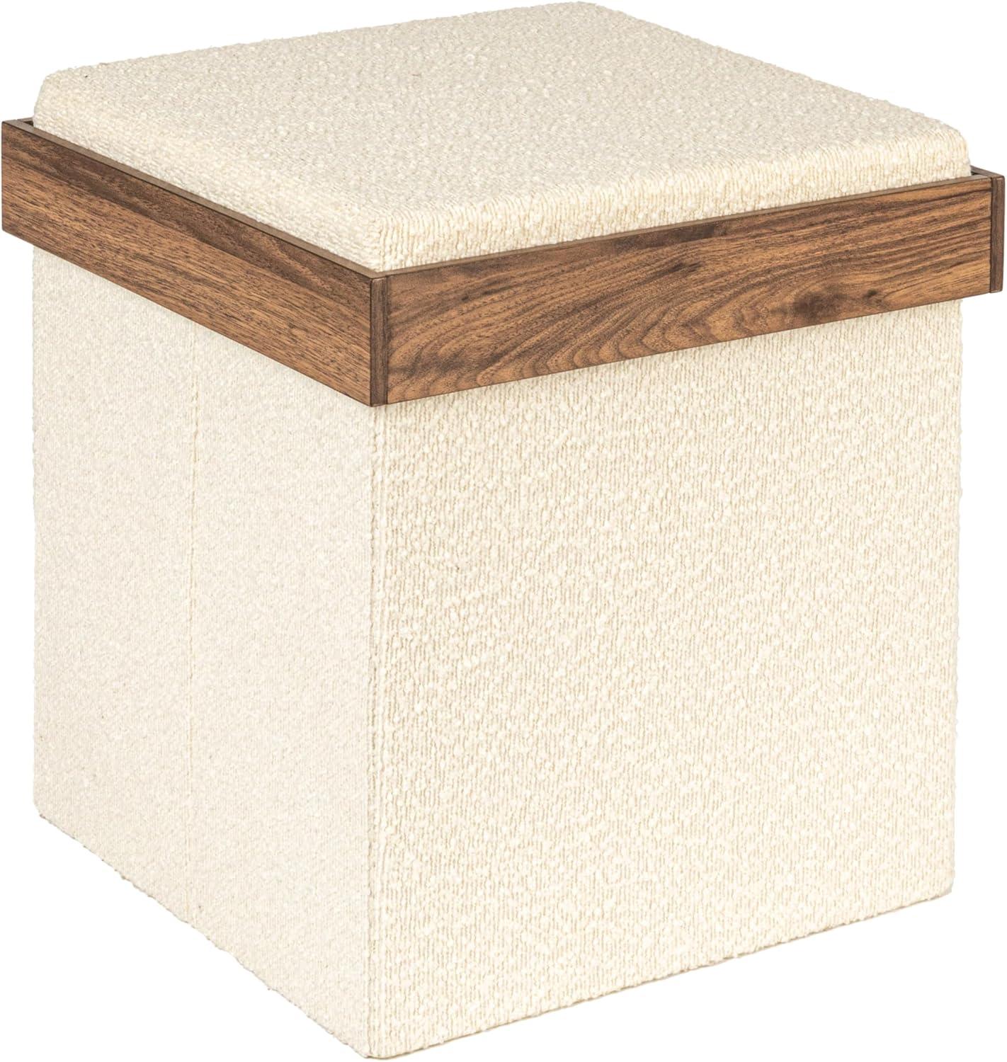 Household Essentials Versatile Boucle Ottoman With Hidden Storage