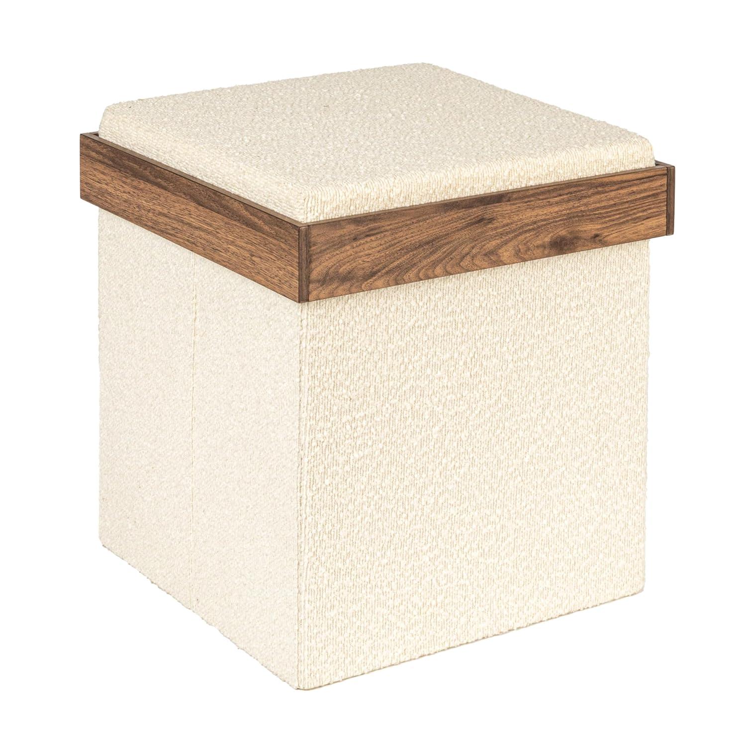 Household Essentials Versatile Boucle Ottoman With Hidden Storage