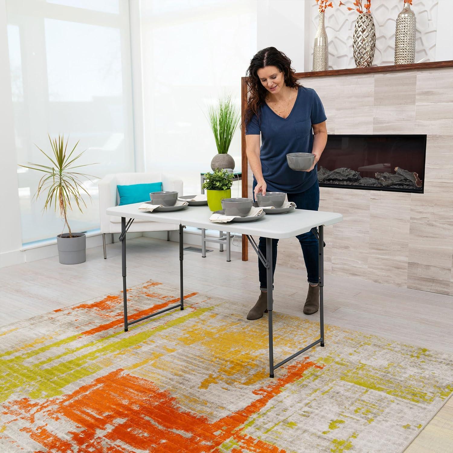 Open Box Plastic Development Group 48in Bi Fold Blow Molded Plastic Table