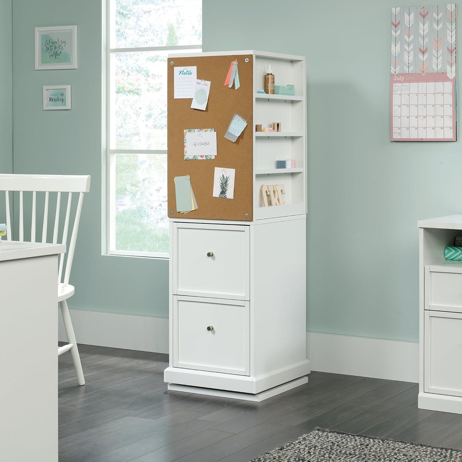 Sauder Craft Pro Series Craft Tower White: Modern Home Office Cabinet, Particle Board, 57.795" Height