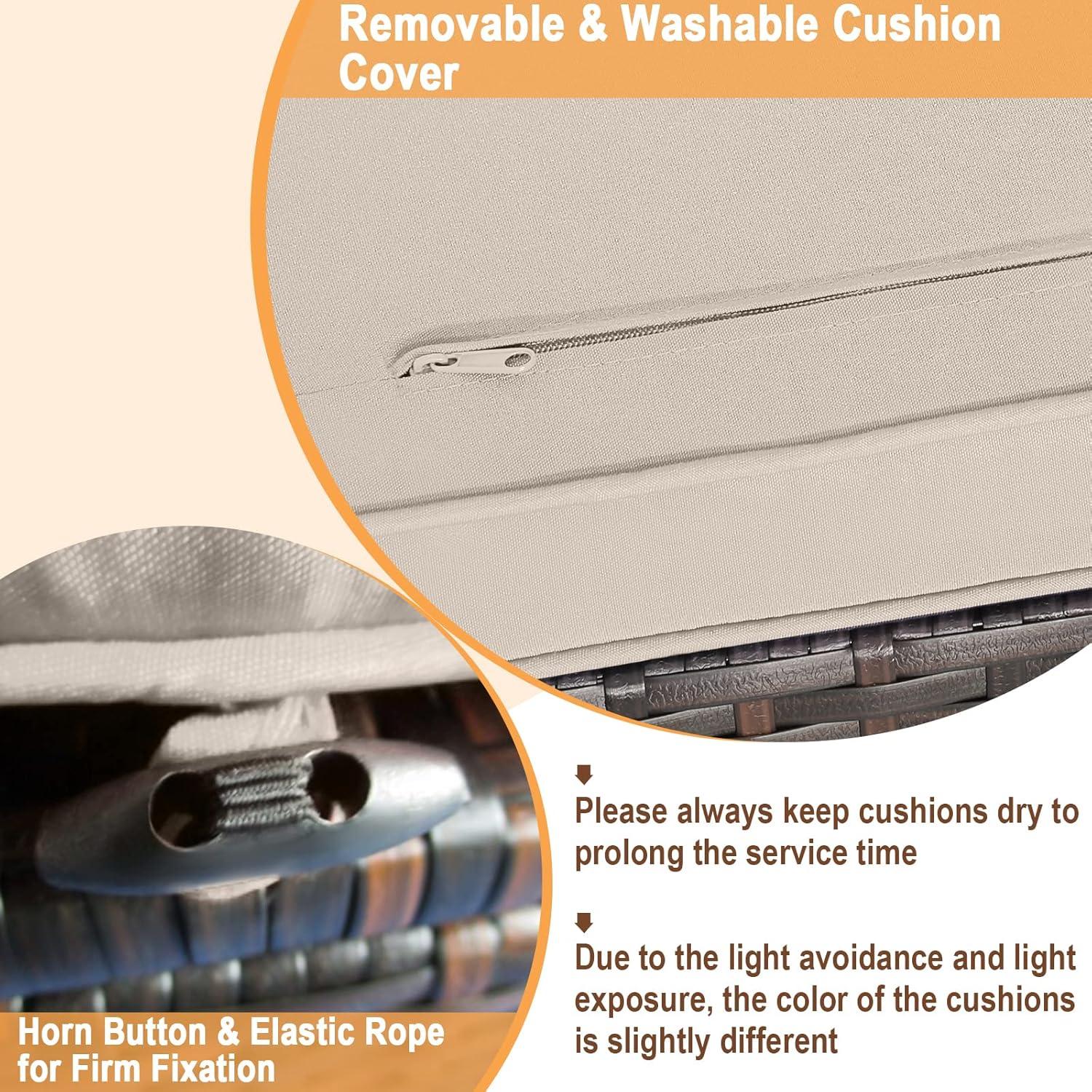 Latitude Run® 2-Pieces Patio Ottoman Set Outdoor Wicker Stool With Storage