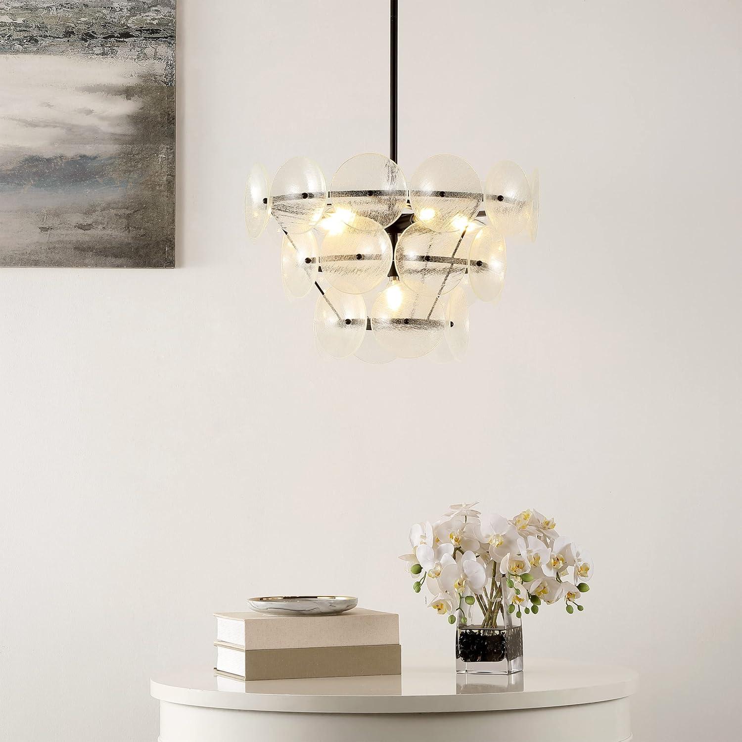 Landreth Chandelier - Black/Clear - Safavieh.