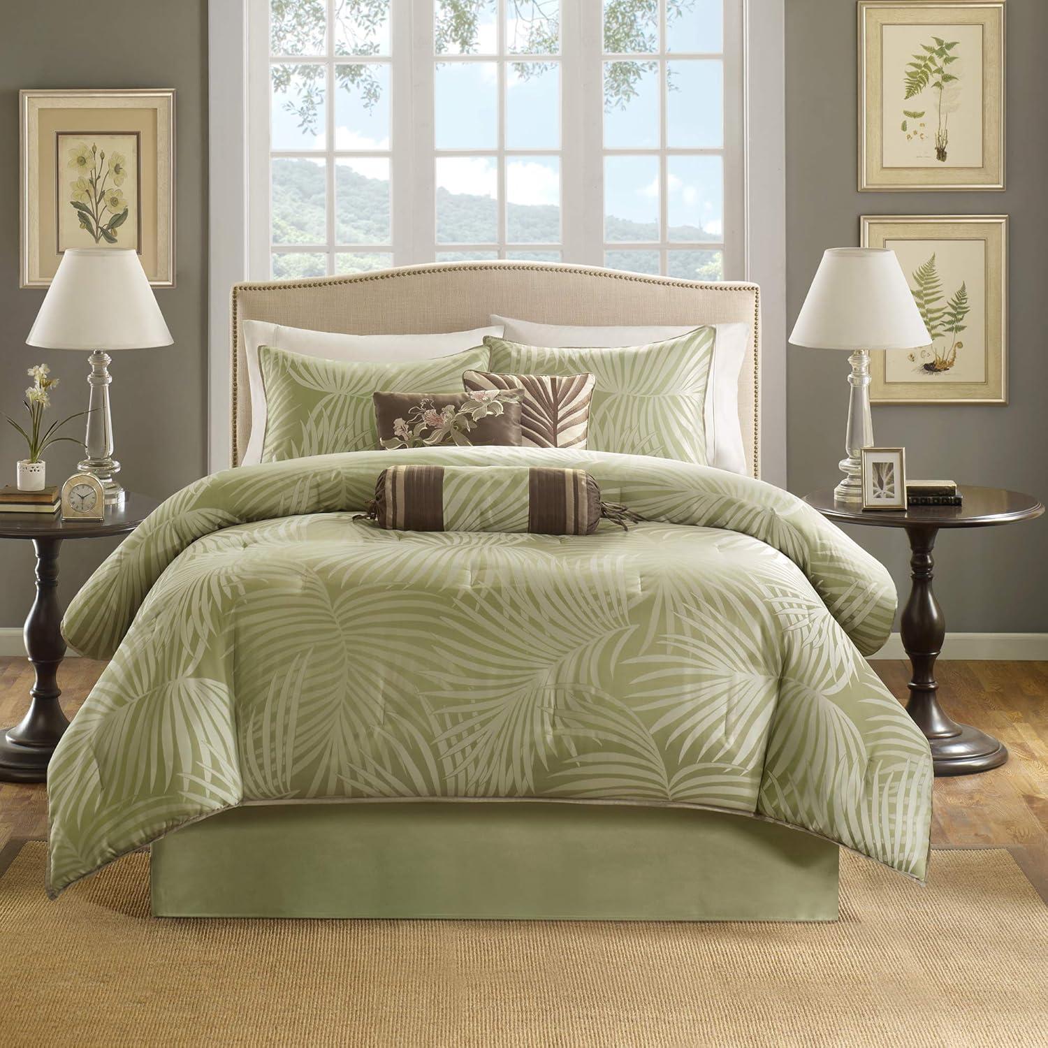 Soft Green Microfiber 7 Piece Jaquard Comforter Set