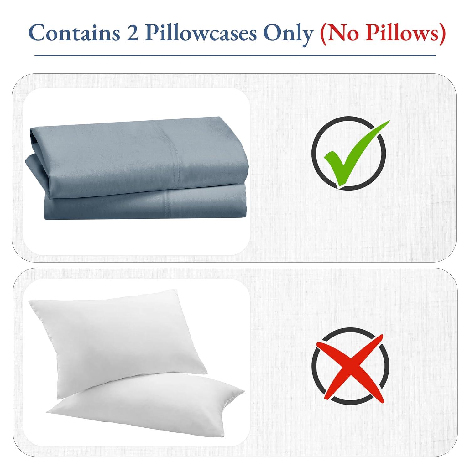 Luxury Pillowcase Set - 800 Thread Count Cotton Sateen, Soft Pillowcases by California Design Den - Pastel Blue - Steel, Standard/Queen Pillowcases