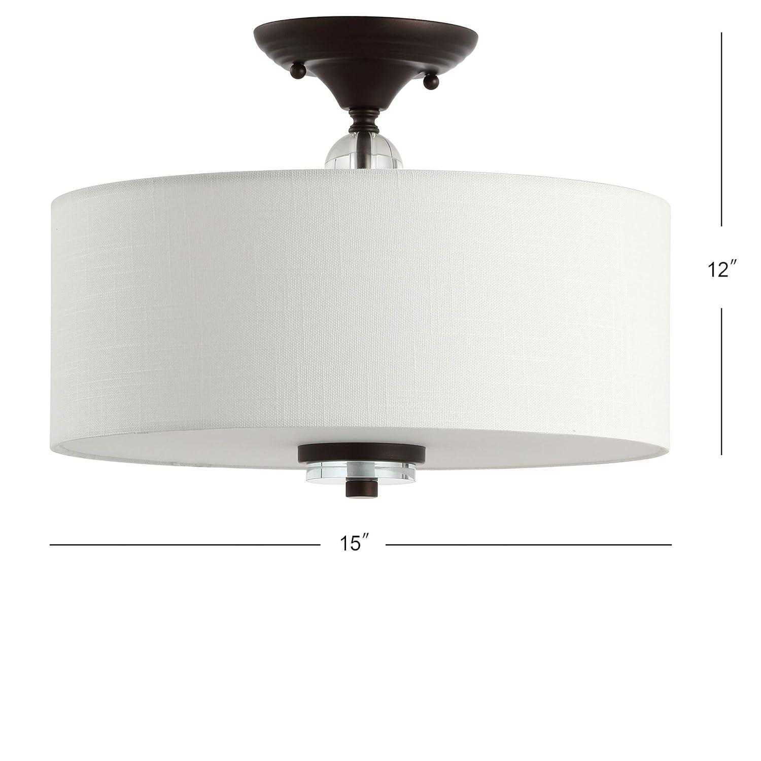 Marc 15" Oil Rubbed Bronze Crystal LED Semi-Flush Mount
