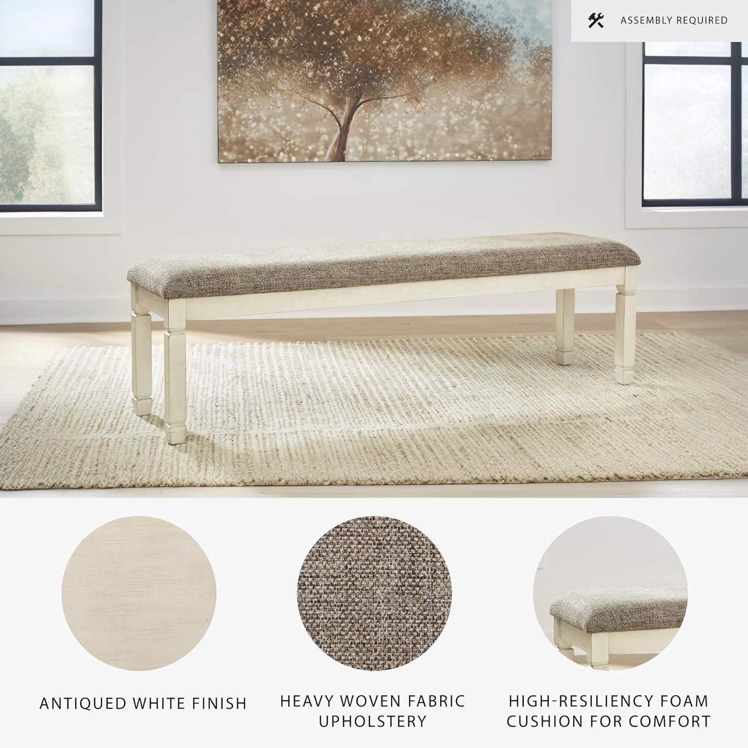 Signature Design by Ashley Casual Bolanburg 65" Dining Bench, Antique Cream/Brown