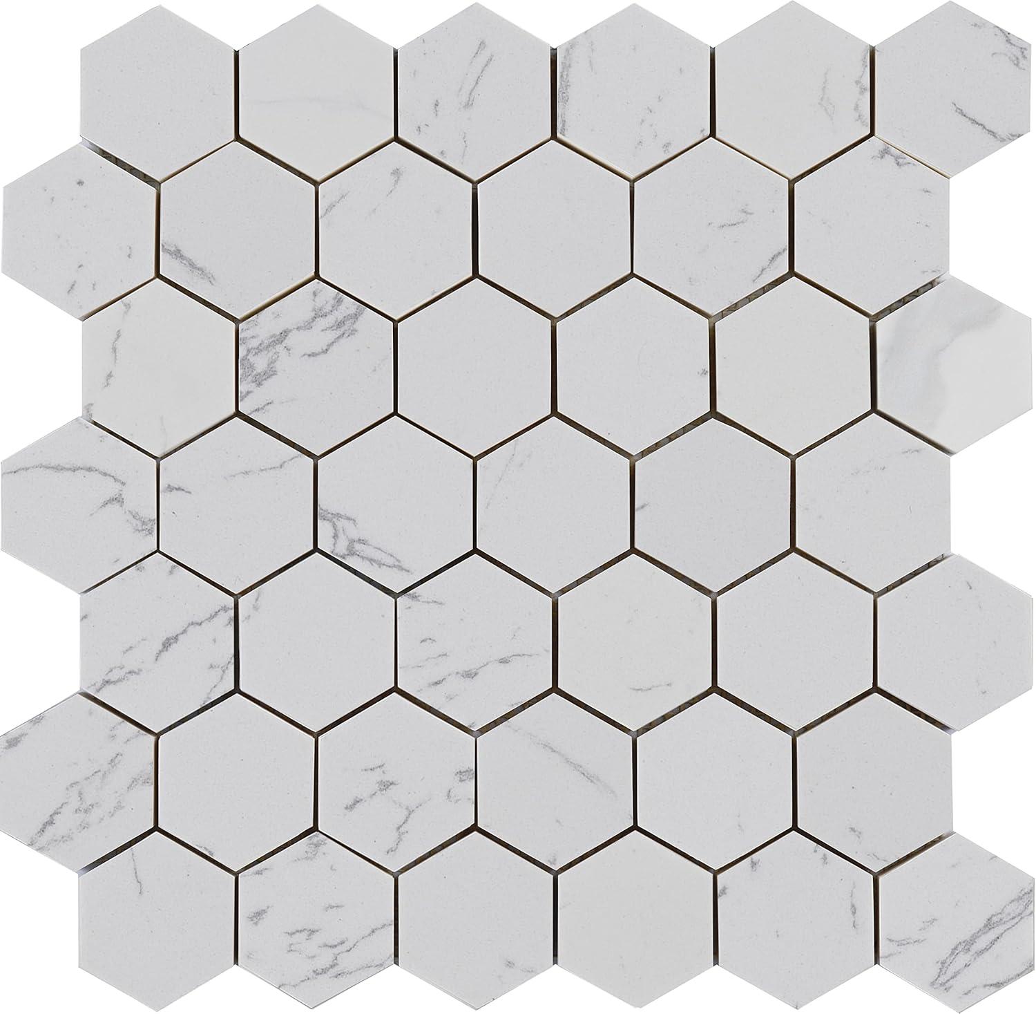 2" x 2" Engineered Stone Honeycomb Mosaic Wall & Floor Tile