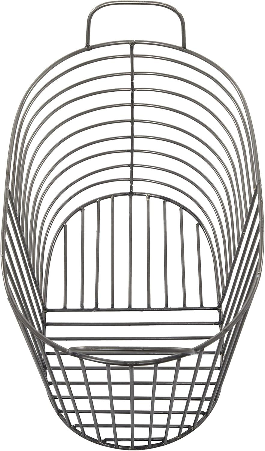 CosmoLiving by Cosmopolitan Metal Round Storage Basket with Handles, Set of 2 21", 17"W, Dark Gray