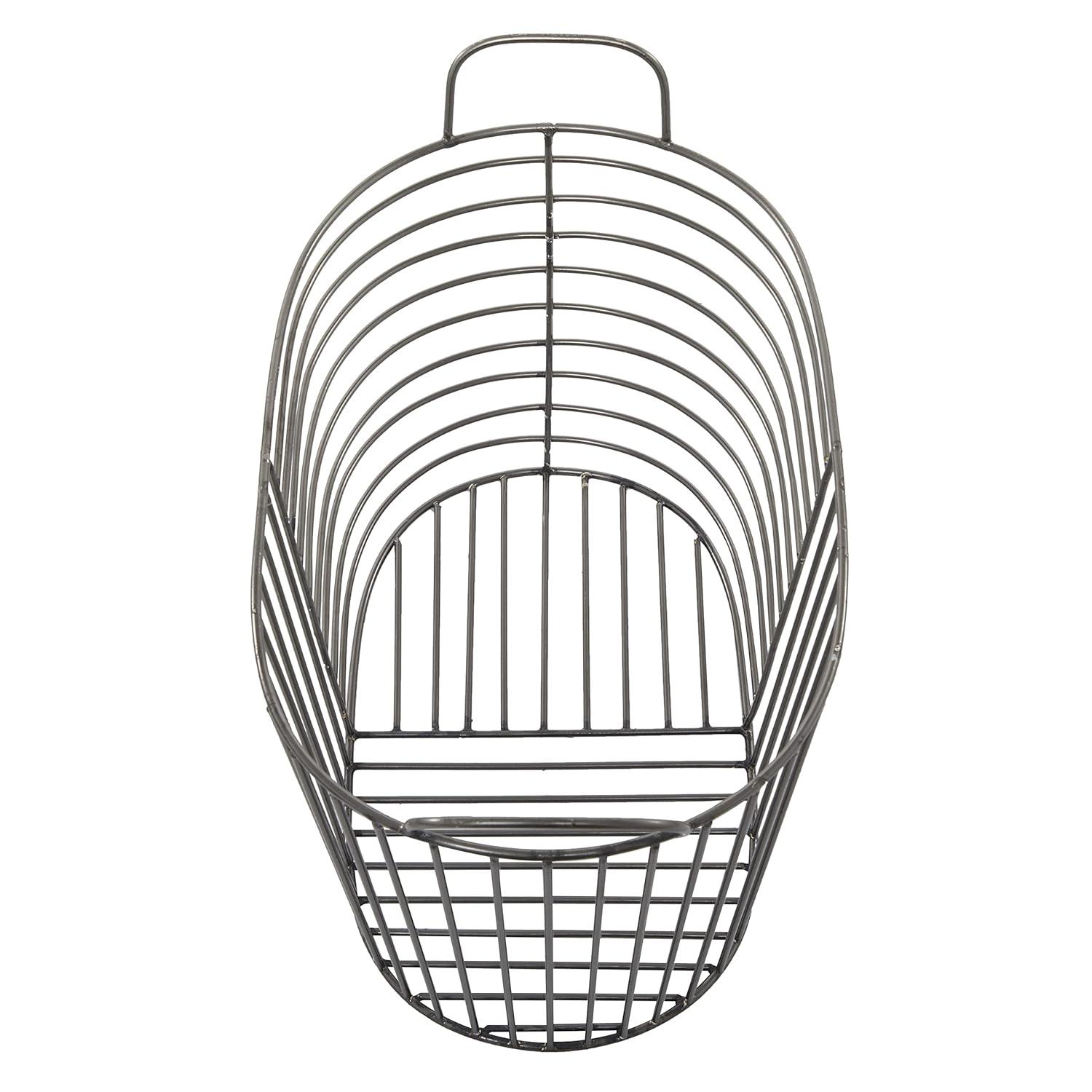 CosmoLiving by Cosmopolitan Metal Round Storage Basket with Handles, Set of 2 21", 17"W, Dark Gray
