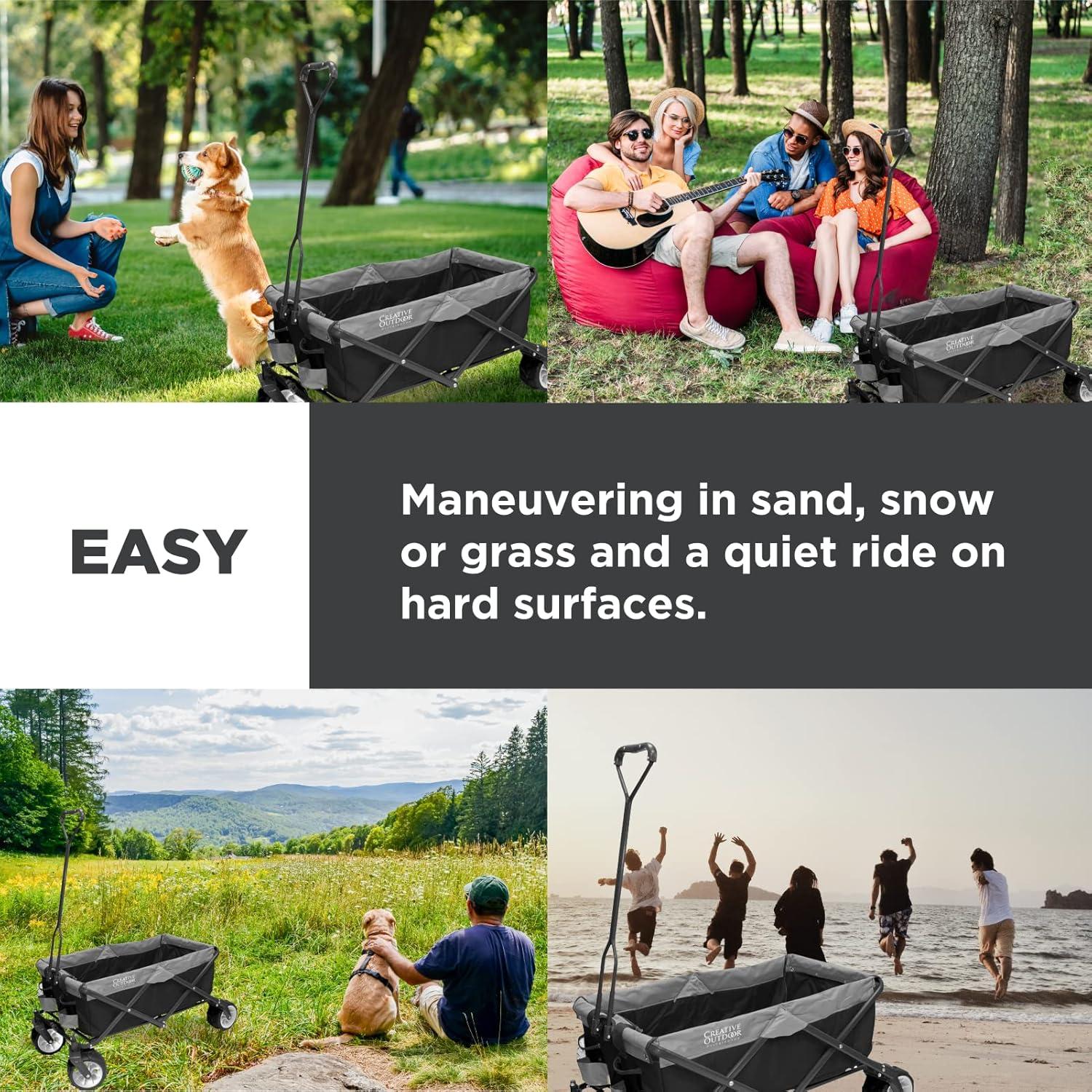 Wagonsrus Creative Outdoor Collapsible Folding Wagon, All-Terrain, Black