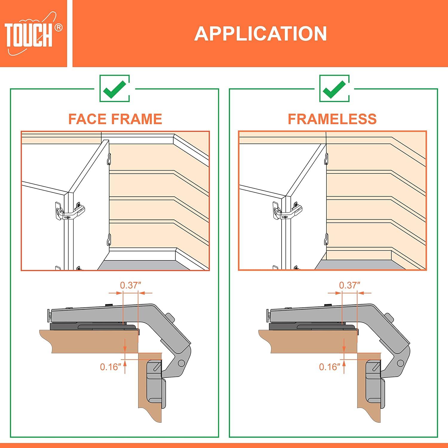 Brushed Nickel 135 Degree Self-Closing Cabinet Hinges with Screws