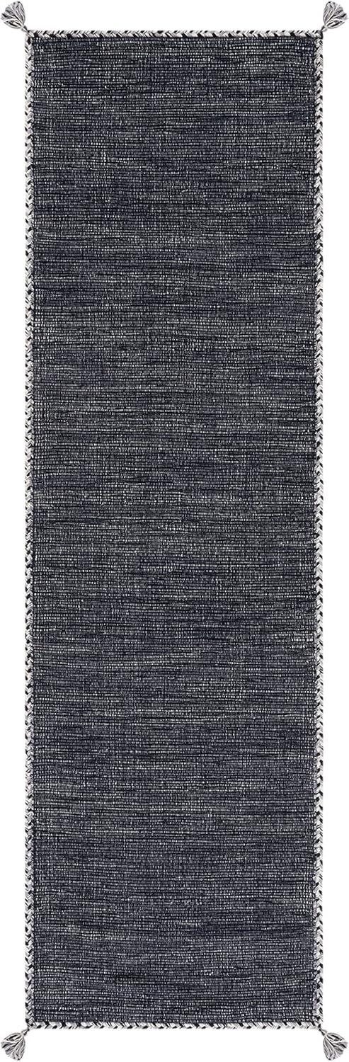 Coastal Gray Cotton Handwoven Flatweave 2'3" x 8' Runner Rug