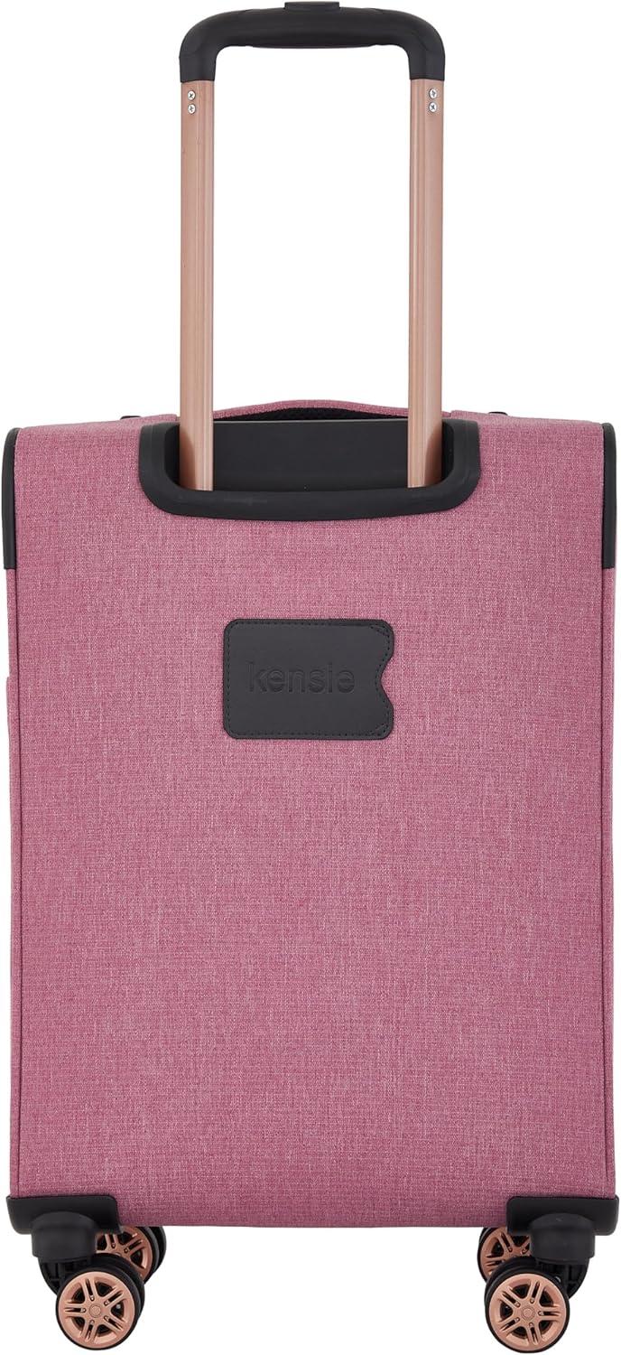 kensie Hudson Softside Spinner Luggage, Mellow Mauve, 3-Piece Set (16/20/28)