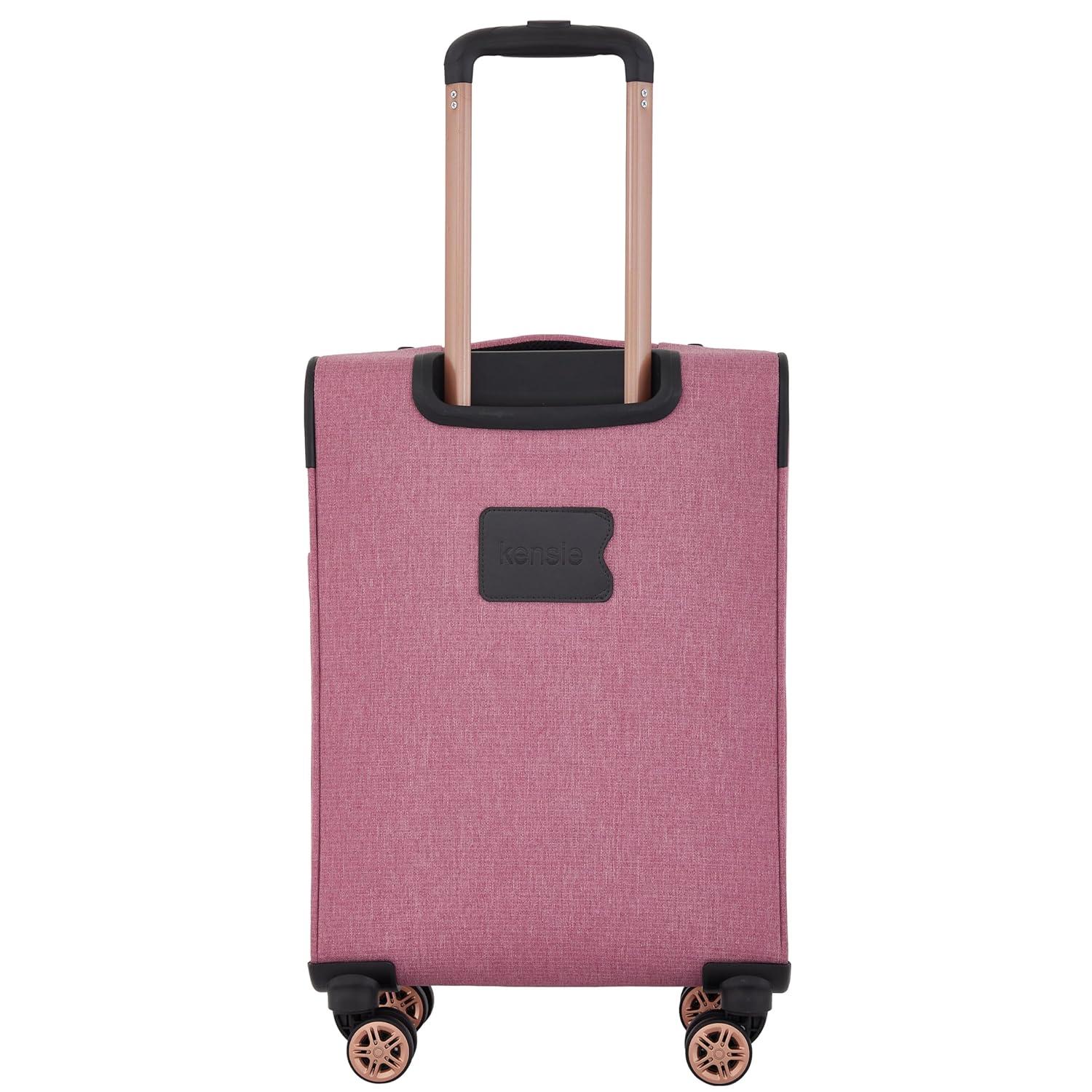 kensie Hudson Softside Spinner Luggage, Mellow Mauve, 3-Piece Set (16/20/28)