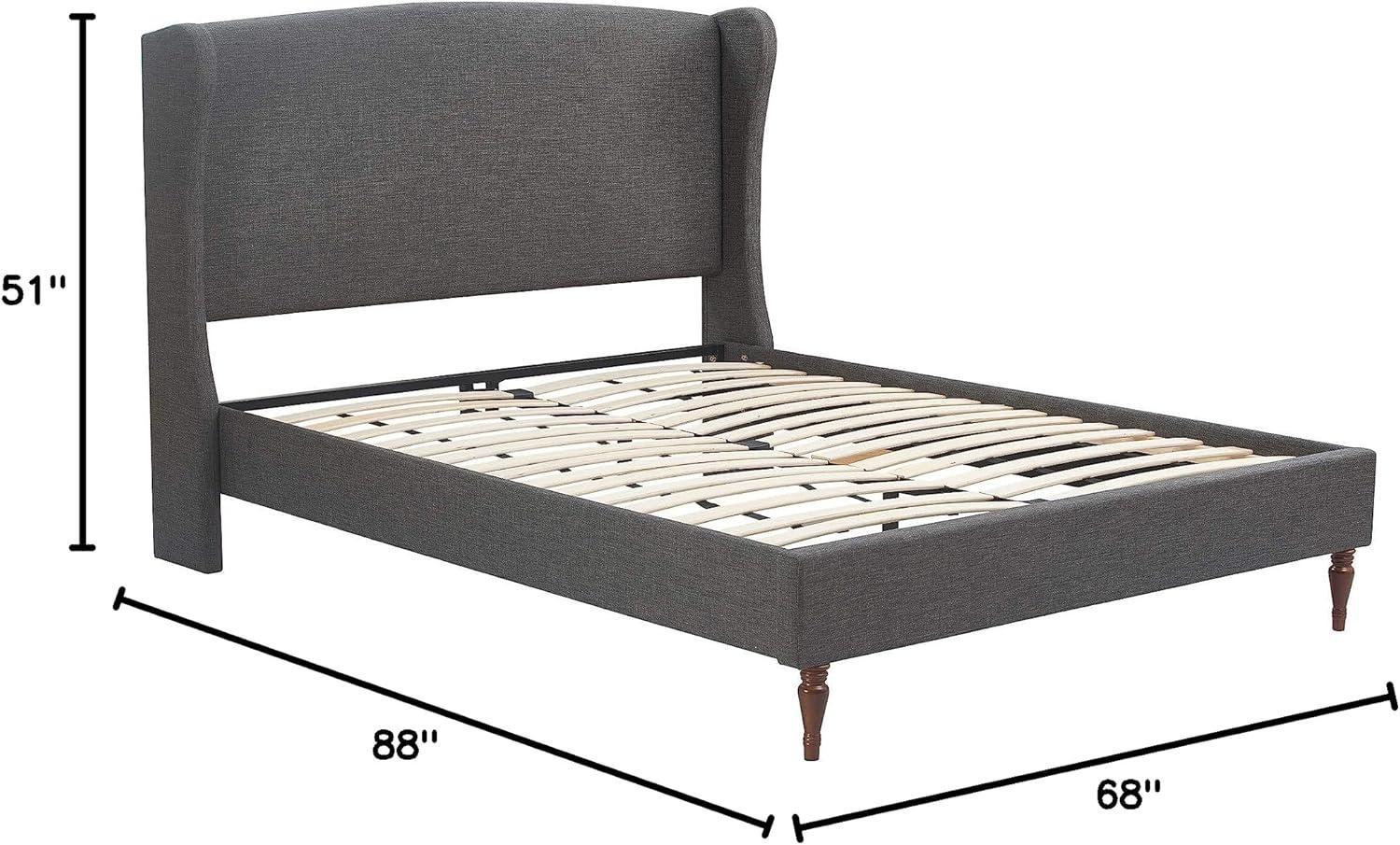 Queen Elmhurst Upholstered Wing Bed Frame Gray - Finch