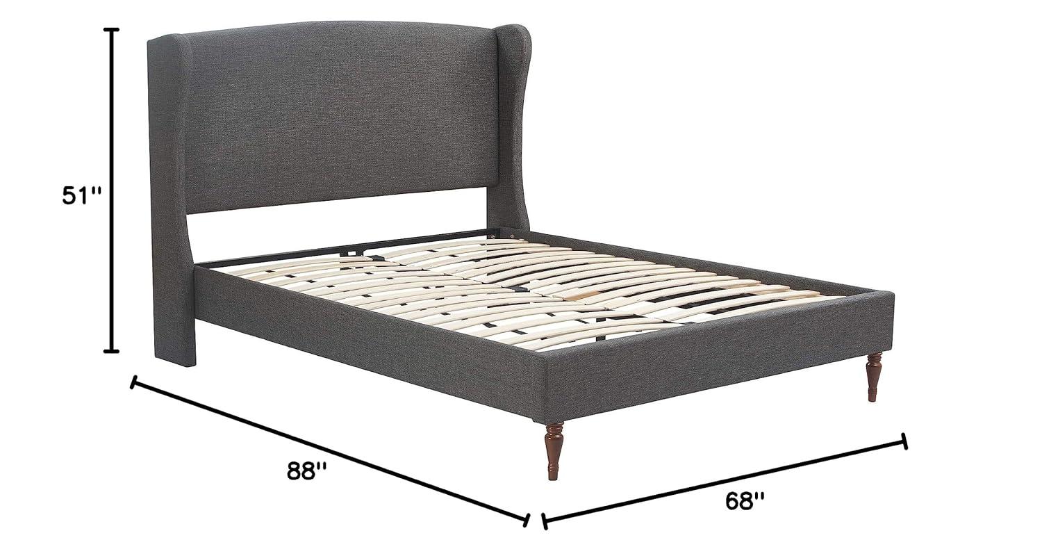 Queen Elmhurst Upholstered Wing Bed Frame Gray - Finch