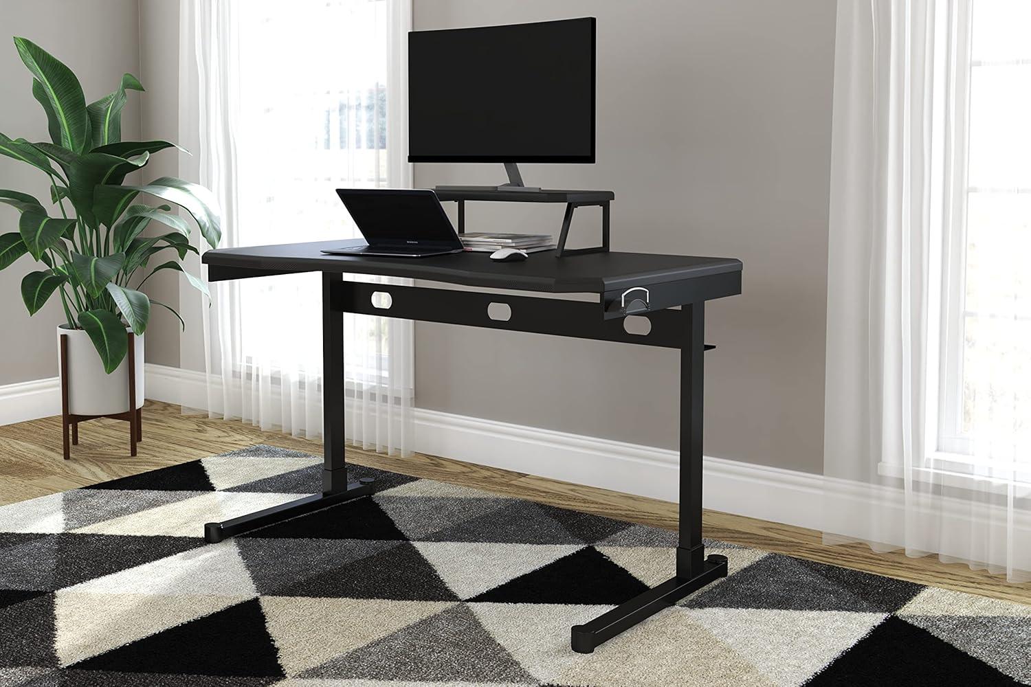 Black and Red Adjustable Height Desk with USB Port