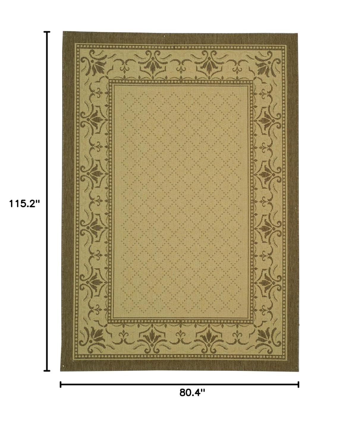SAFAVIEH Courtyard Eva Oriental Indoor/Outdoor Area Rug, Natural/Brown, 6'7" x 9'6"